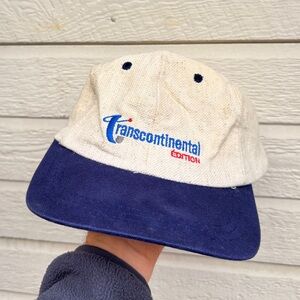 Vintage Transcontinental hat 2 tome blue tan strapback